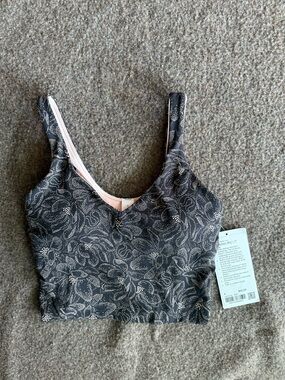 lululemon athletica Printed Cropped Tank Top in Black and Light Pink Dot